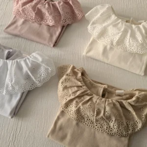 Camiseta de algodón con broderie